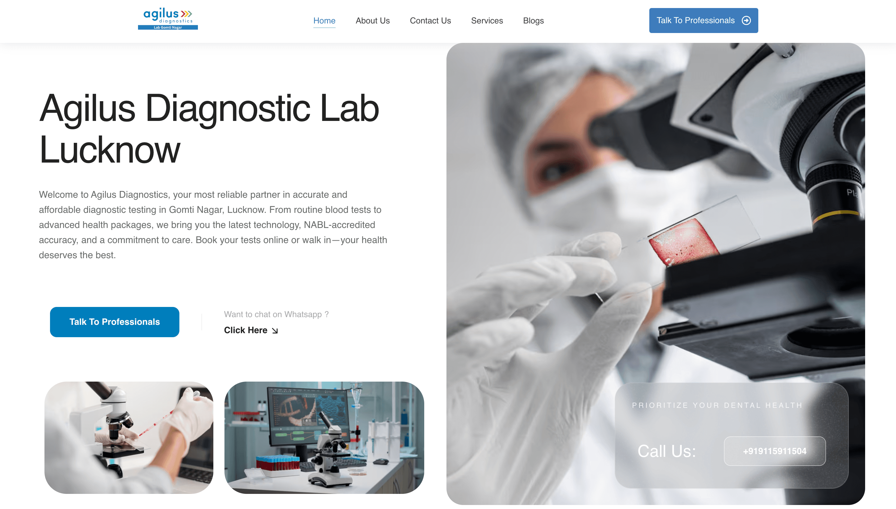 Agilus Diagnostic Pvt. Ltd. - Healthcare project screenshot